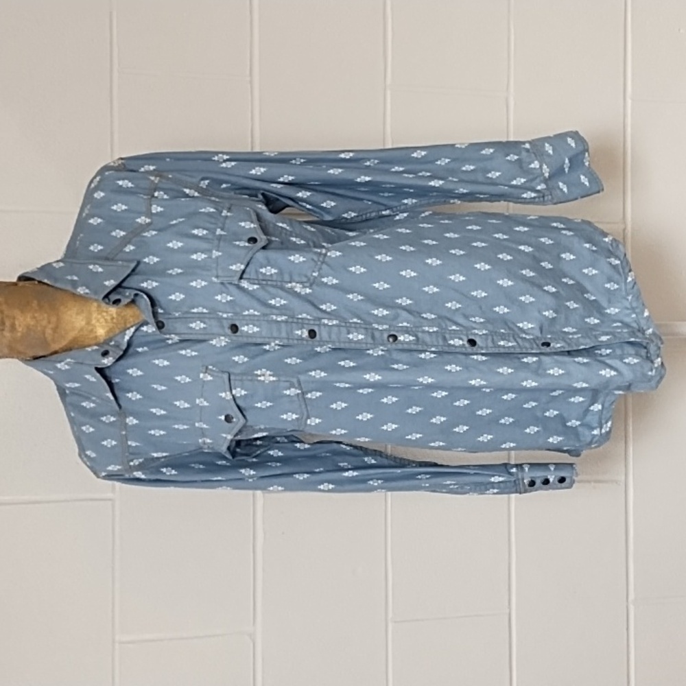 Light Blue Printed Button-Down Shirt